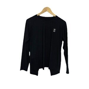 1st Phorm Women's Large Black Waffle Knit Long Sleeve Open Back Active Shirt Top